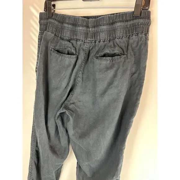 Athleta Cabo Linen Jogger Pant Faded Black Zip Pocket Pants Women's Size 8 - Picture 11 of 13